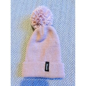 Infant Slouch Headwear Beanie Pink Knit Pom Pom Winter Hat Dusty Rose Slouchy
